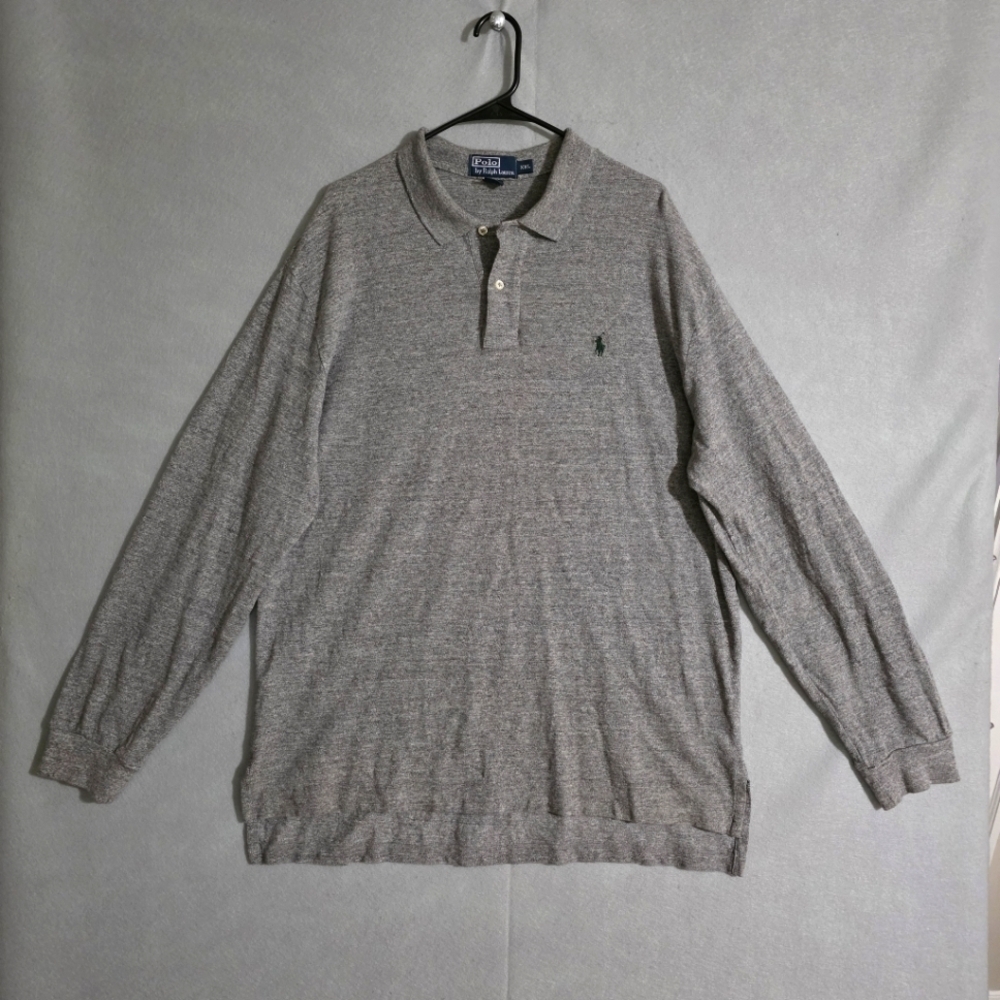 Polo Ralph Lauren Mens Gray Heathered Long Sleeve Polo 368044 Size XXL